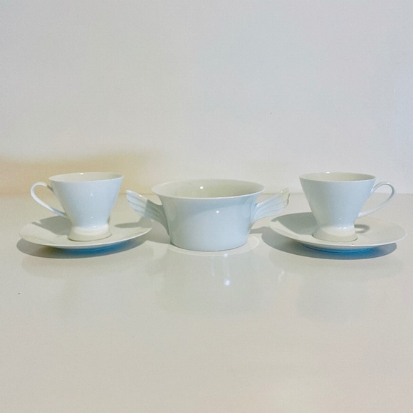 Rosenthal White Porcelain Espresso Cup Saucer Bowl Bundle Vintage Mid-Century - Picture 1 of 16